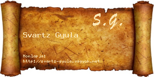Svartz Gyula névjegykártya